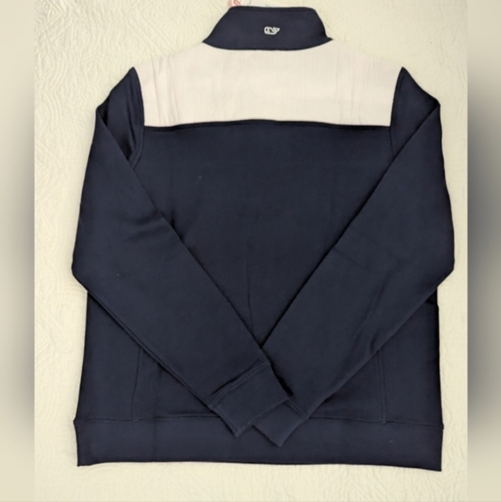 Vineyard Vines Navy and Pink Quarter-Zip Sweatshirt - Picture 7 of 8